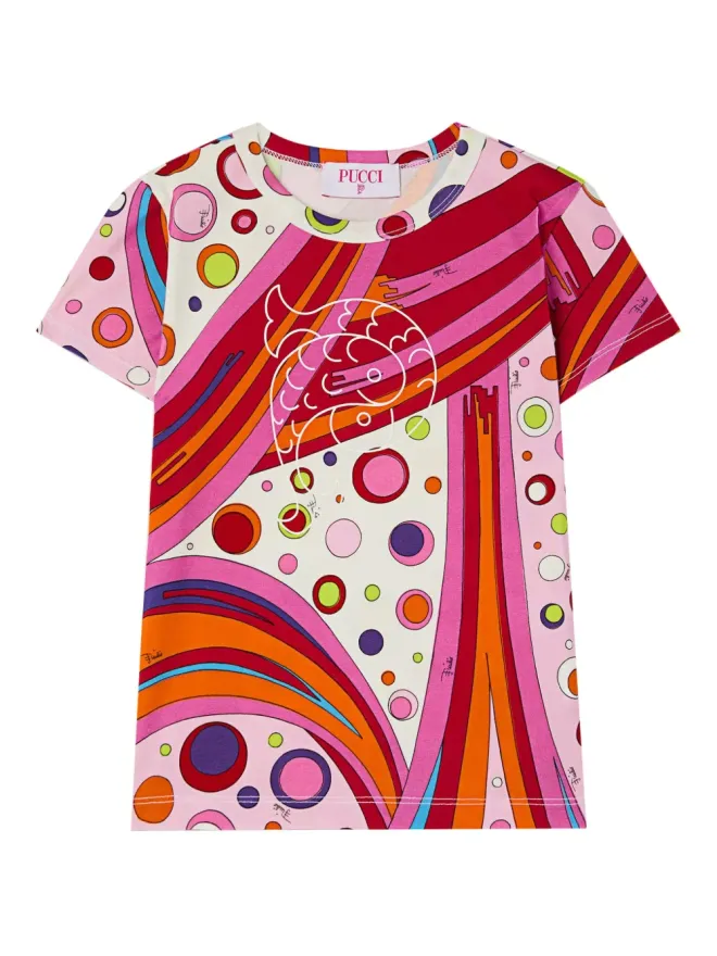PUCCI Junior PUCCI Junior Fontane柄の半袖Tシャツ ホワイトの商品画像
