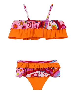 PUCCI Junior Fontaneプリントのフリル付きビキニ - サムネイル1
