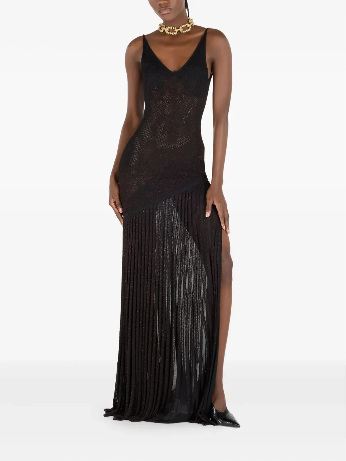 Roberto Cavalli ドラゴン柄プリーツドレス - 画像2
