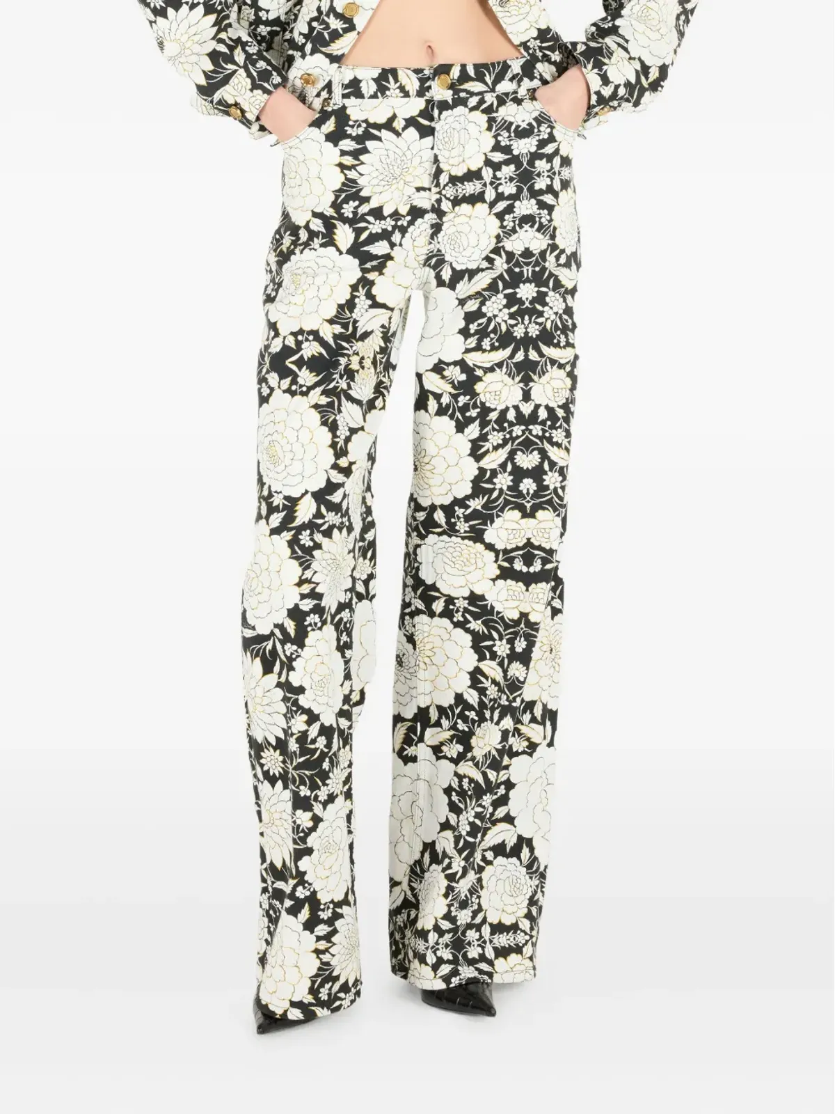 Roberto Cavalli 花柄プリントデニムパンツ - 画像3