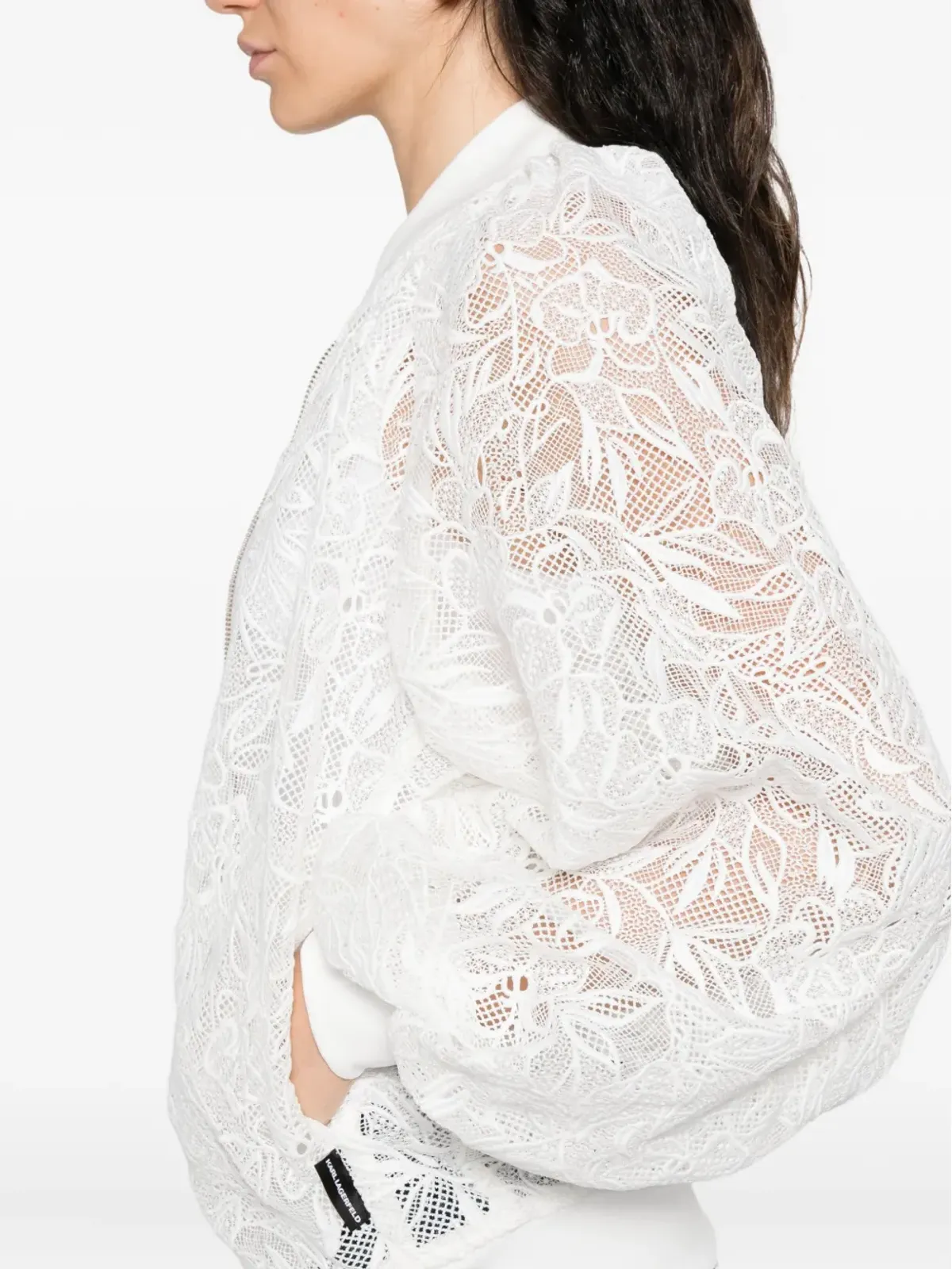 Karl Lagerfeld フローラルレース ボンバージャケット - 画像5
