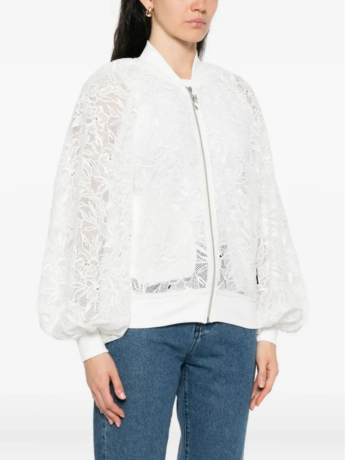Karl Lagerfeld フローラルレース ボンバージャケット - 画像3