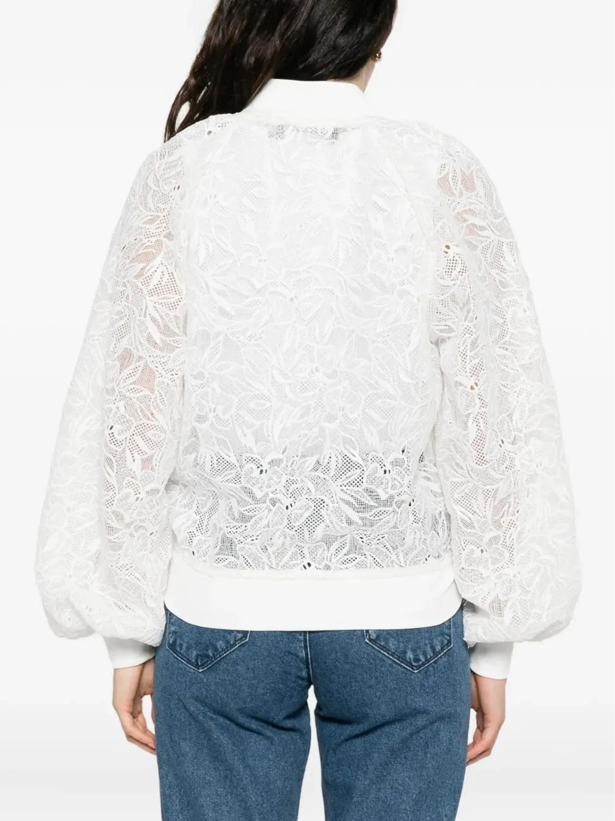 Karl Lagerfeld フローラルレース ボンバージャケット - 画像4