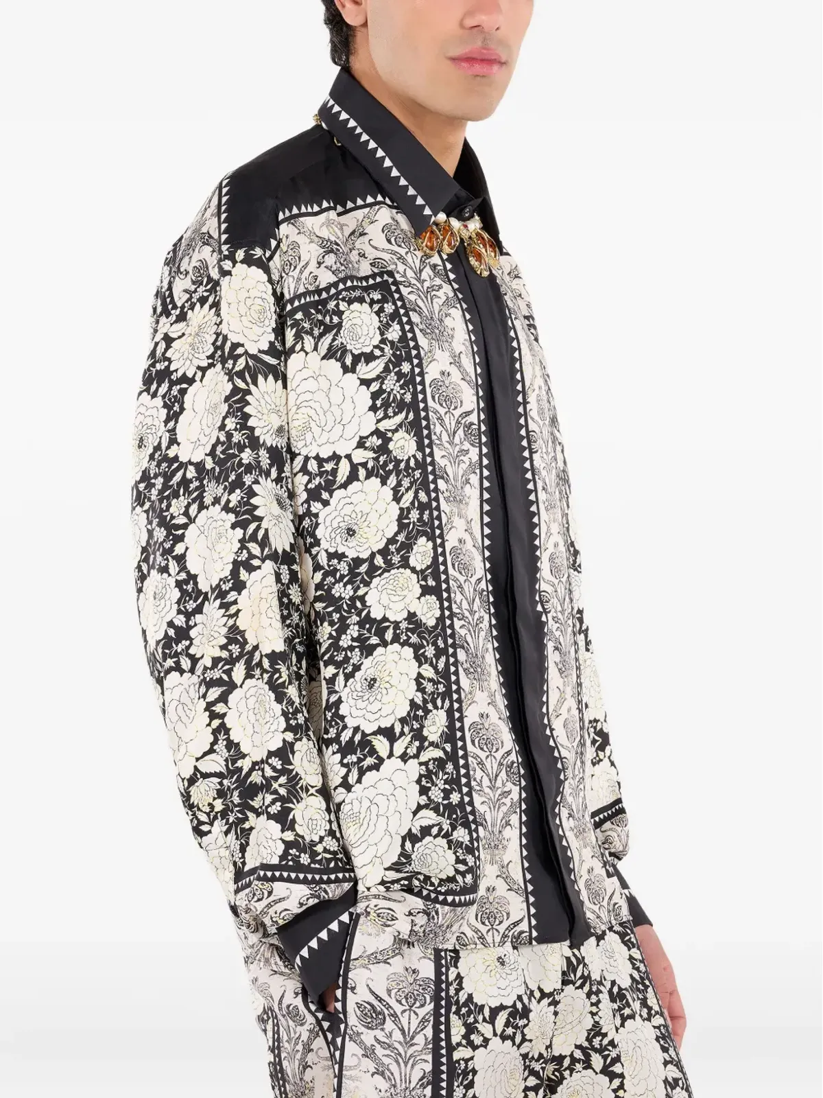 Roberto Cavalli 花柄プリントのシルクシャツ - 画像5