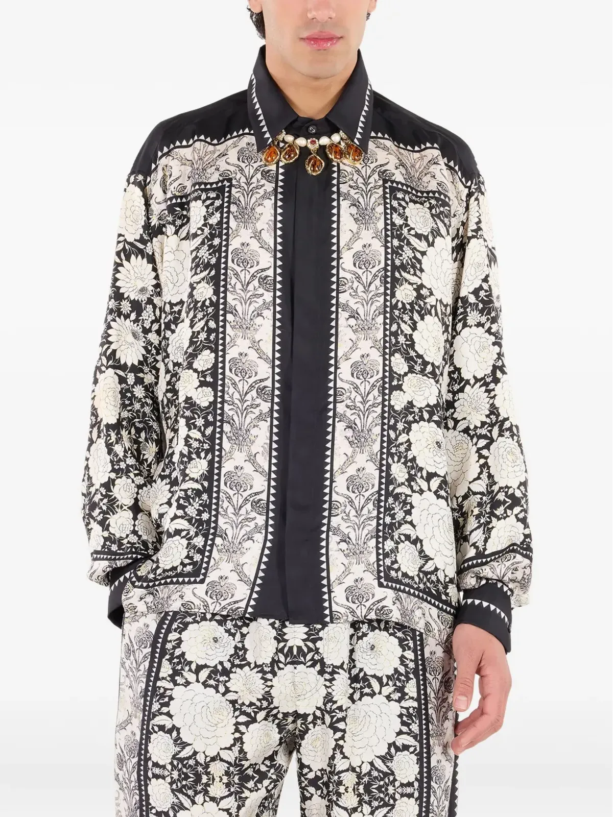 Roberto Cavalli 花柄プリントのシルクシャツ - 画像3