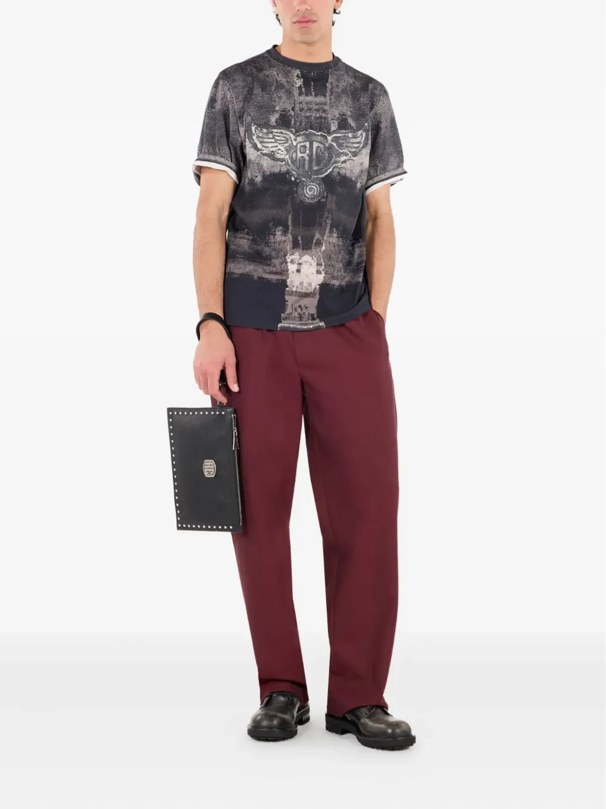 Roberto Cavalli 翼のモノグラムプリント Tシャツ - 画像2