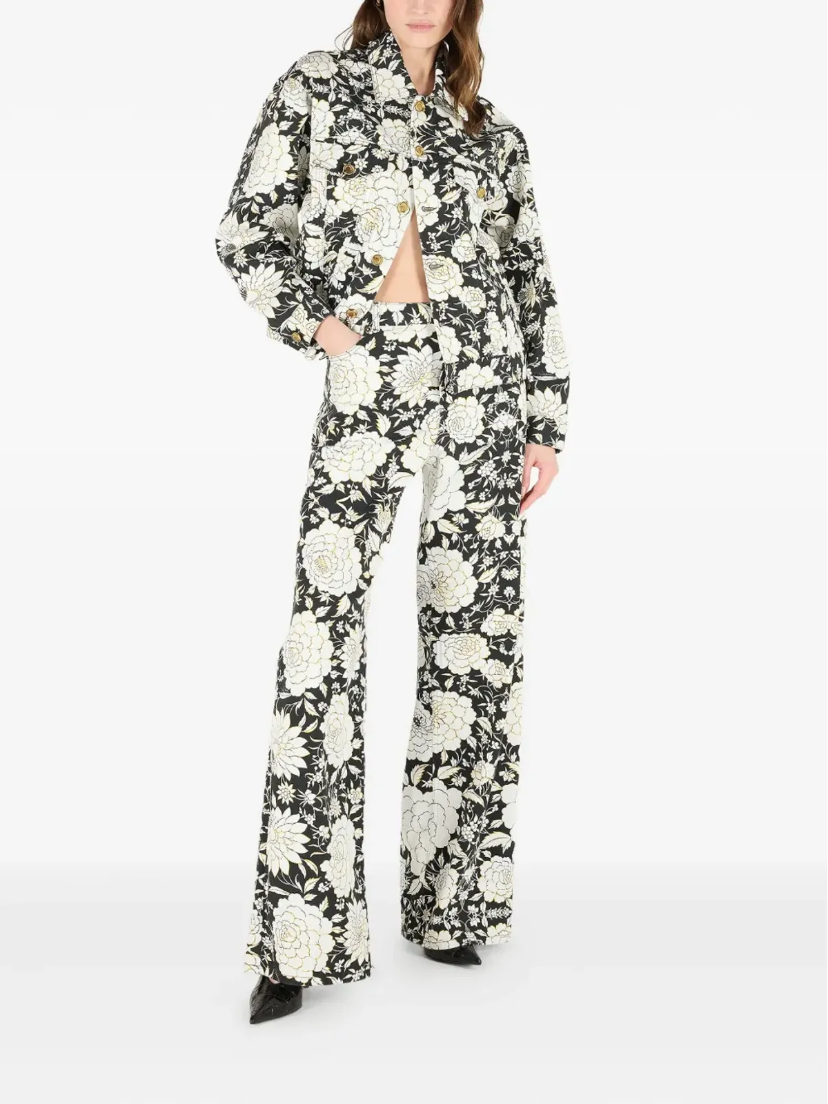 Roberto Cavalli 花柄プリントデニムジャケット - 画像2