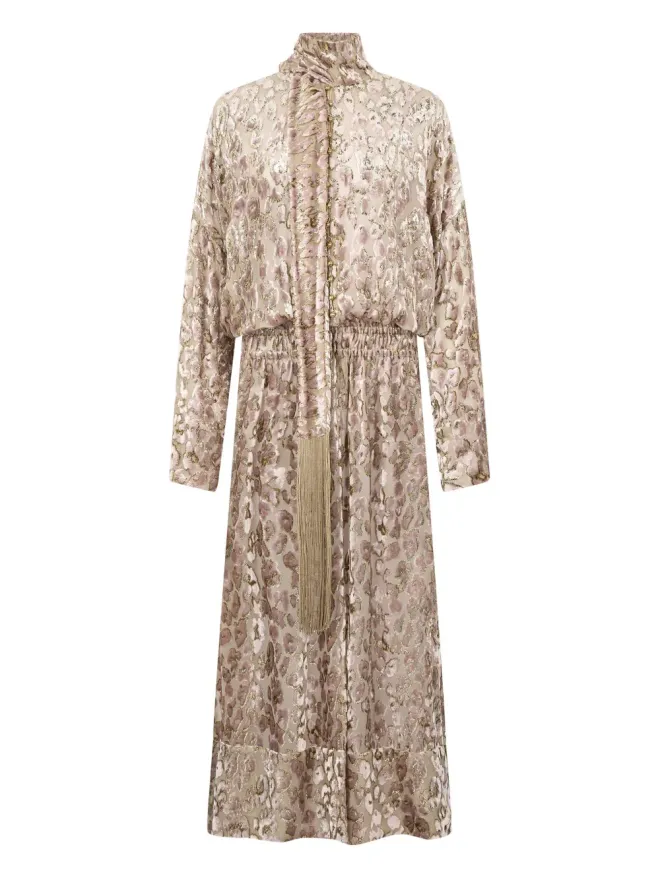 Roberto Cavalli Roberto Cavalli アニマルプリント タッセル付き マキシ丈デイドレス - ピンクの商品画像