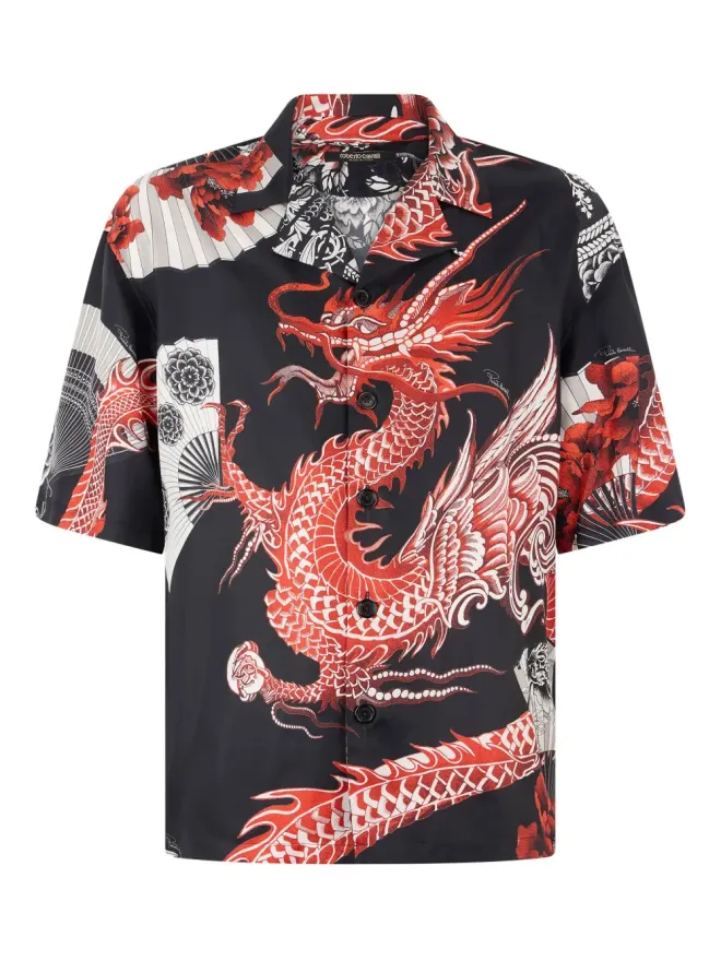 Roberto Cavalli Roberto Cavalli ドラゴンプリント シルクシャツの商品画像