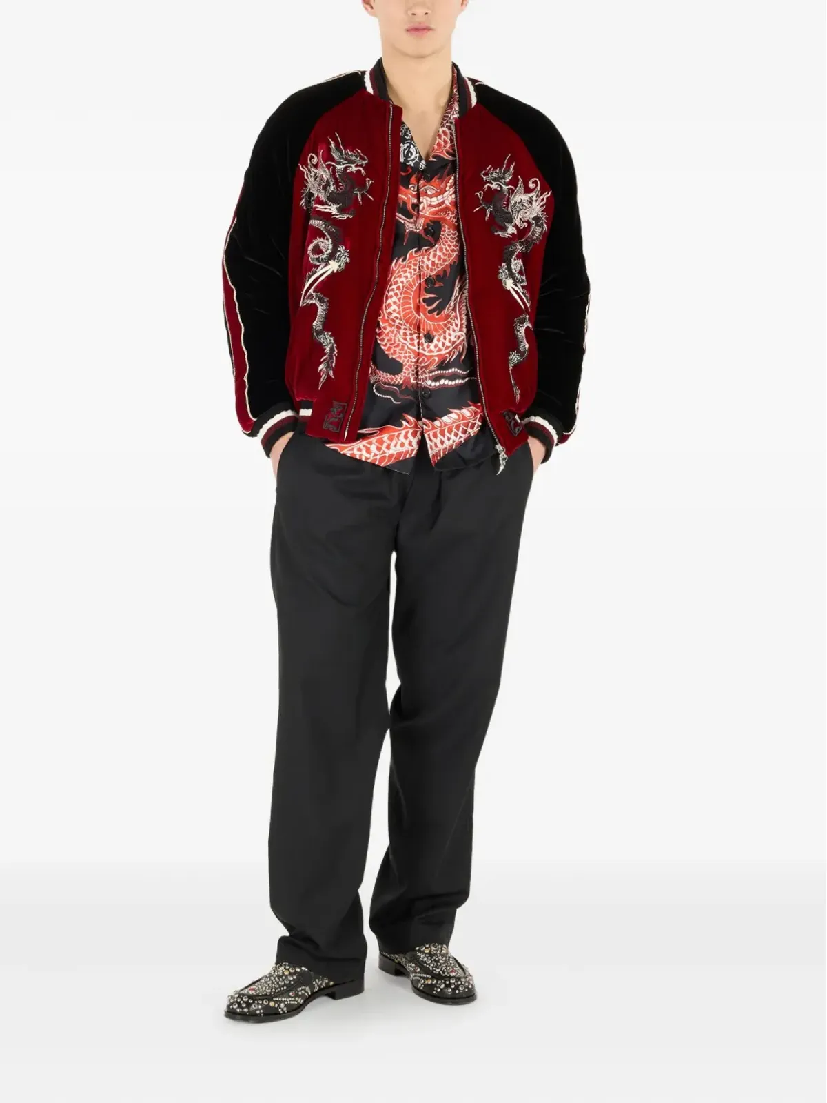 Roberto Cavalli ドラゴンプリント シルクシャツ - 画像2