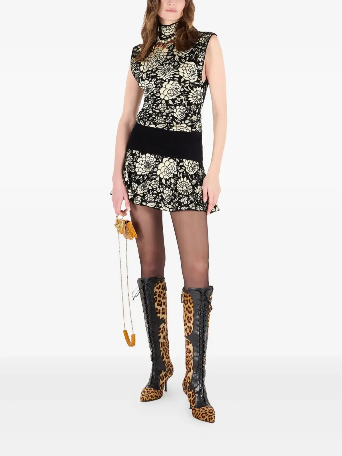 Roberto Cavalli ジャカード花柄ミニスカート - 画像2