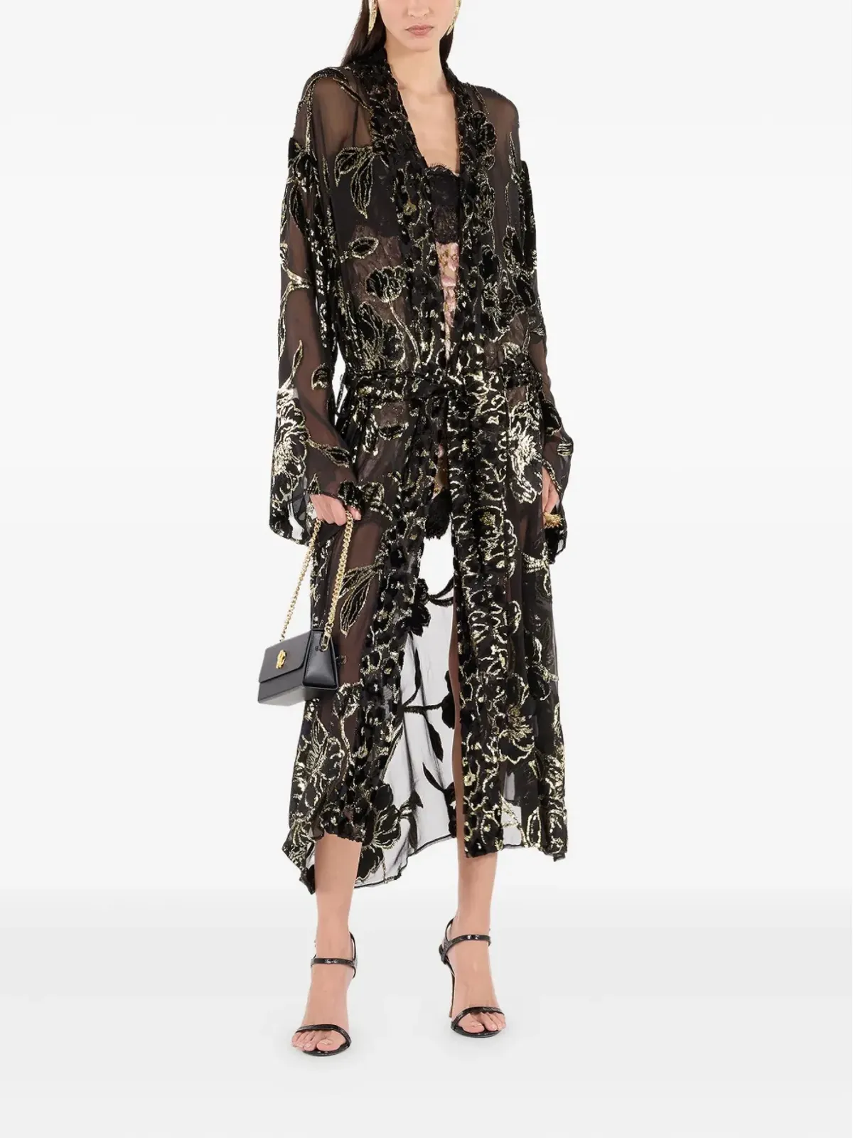 Roberto Cavalli 花柄刺繍のローブ - 画像3