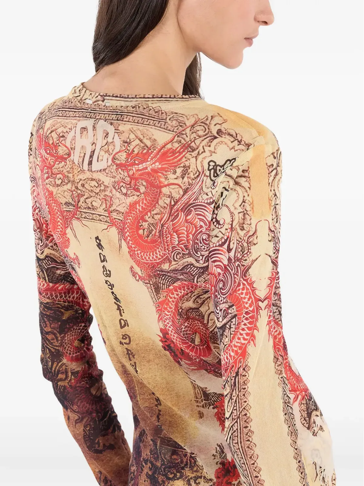 Roberto Cavalli ドラゴンモチーフ長袖トップ - 画像5