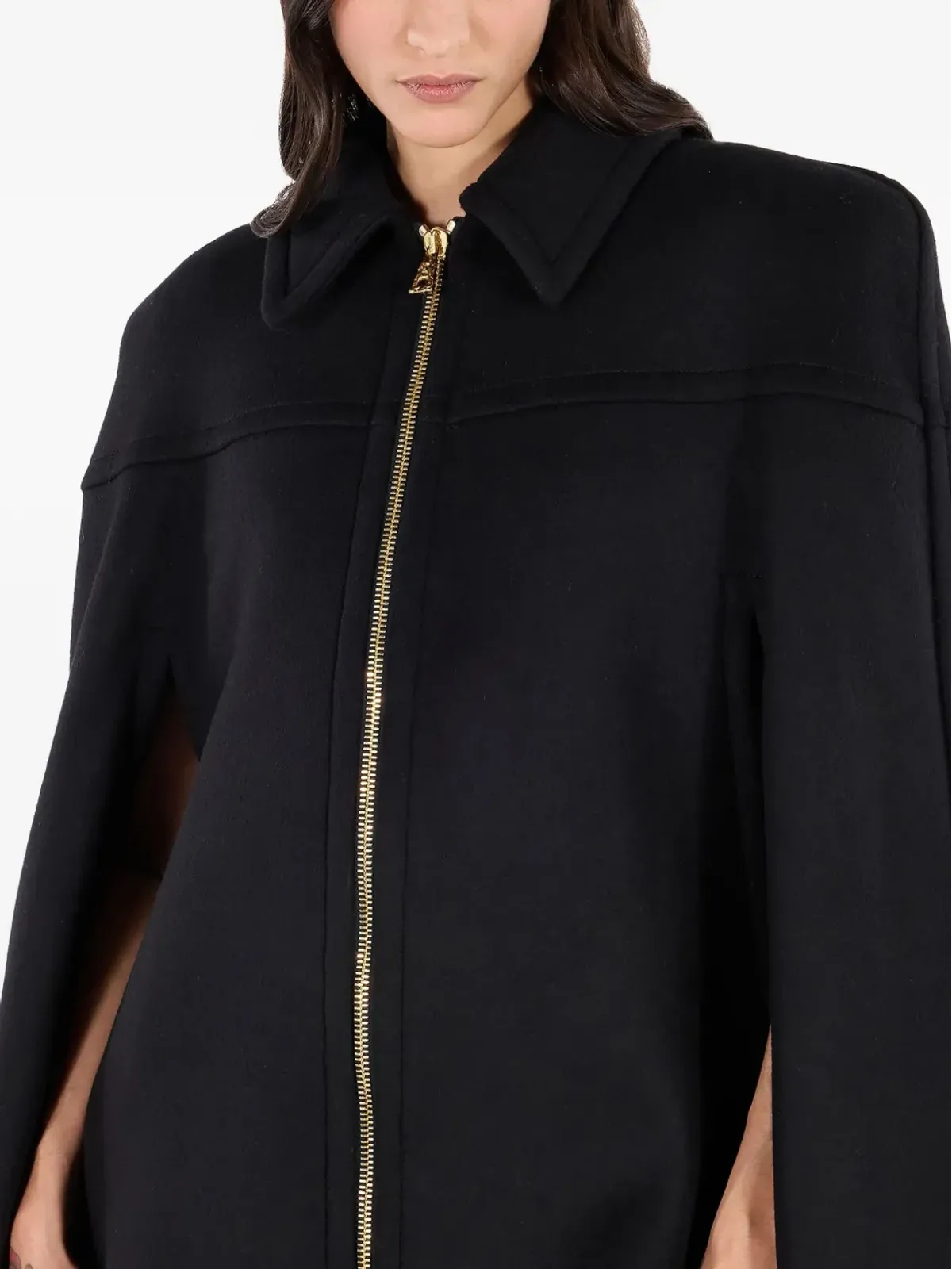 Roberto Cavalli ジップフロント ショルダーパッド付きケープ - 画像5