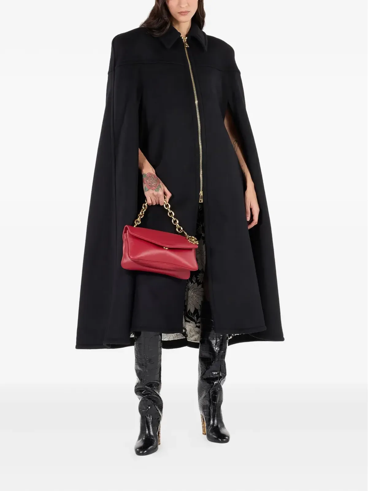 Roberto Cavalli ジップフロント ショルダーパッド付きケープ - 画像2