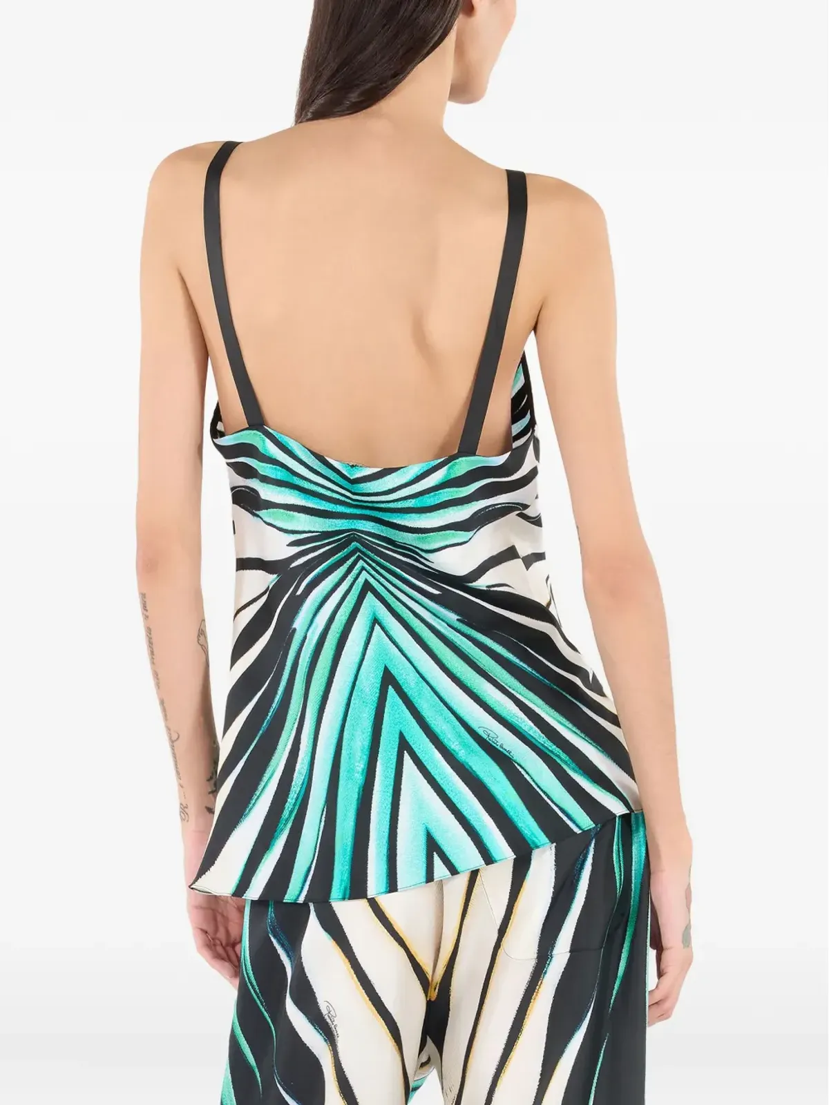 Roberto Cavalli ブルーの絹プリントトップ - 画像5