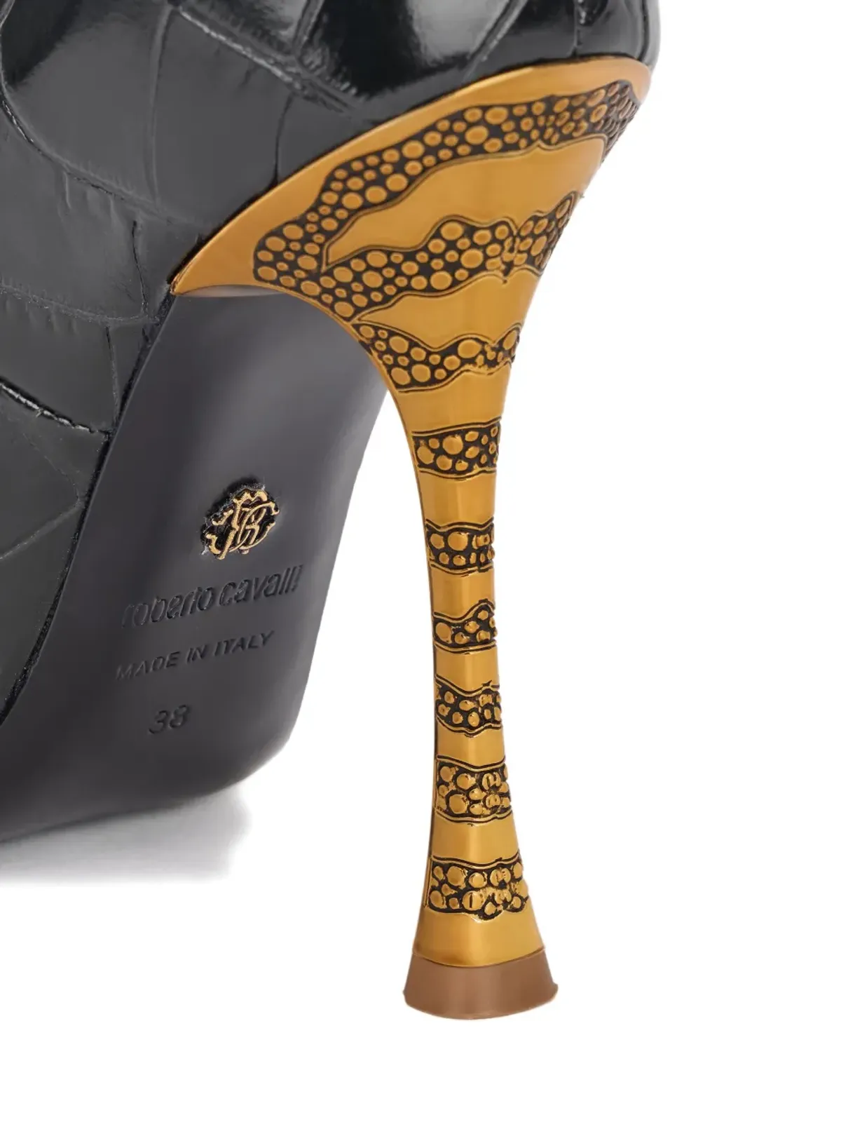 Roberto Cavalli クロコダイルエフェクト ポインテッドトゥ パンプス - 画像5