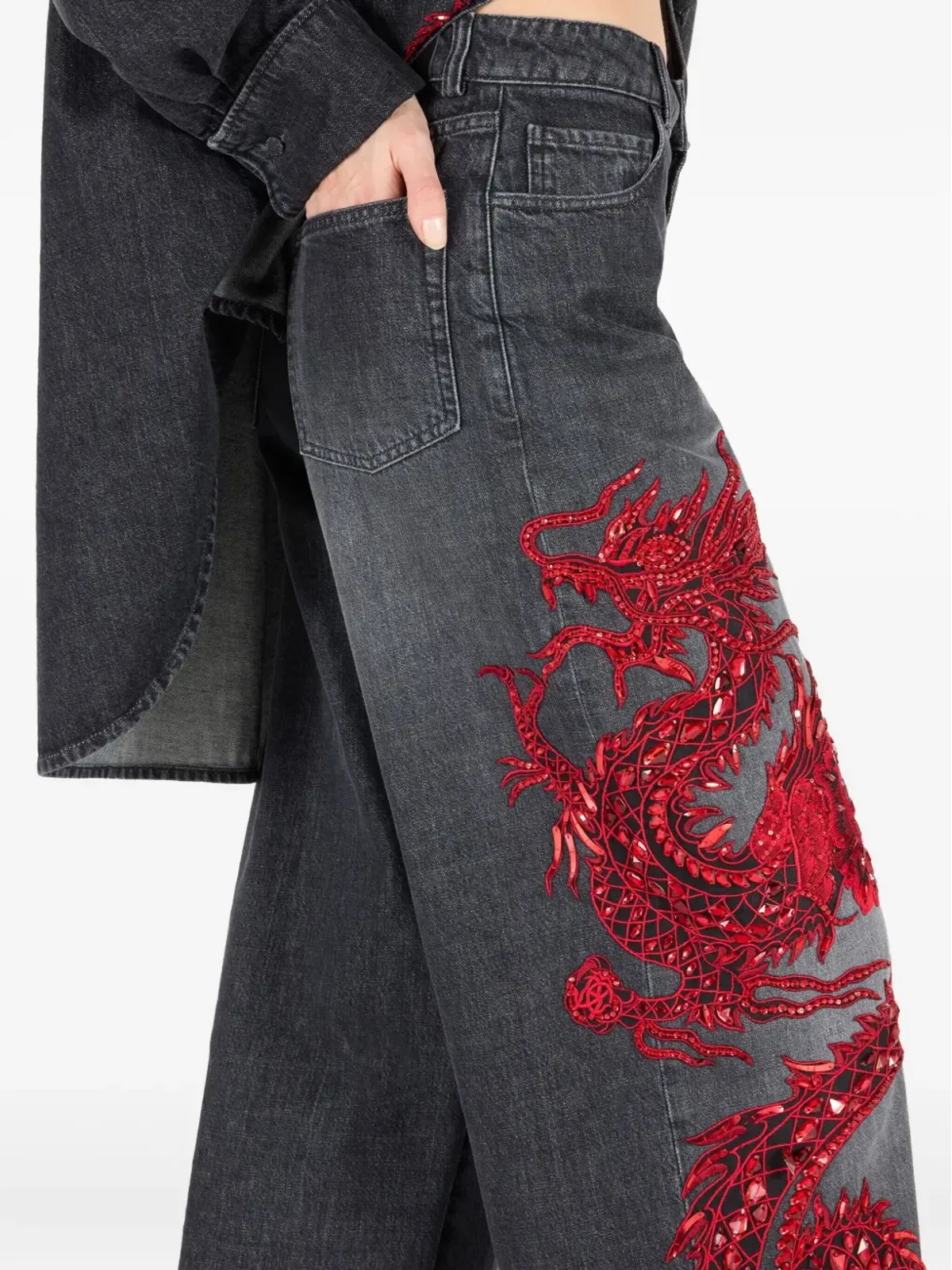 Roberto Cavalli ドラゴン-スパンコール ジーンズ - ブラック - 画像5