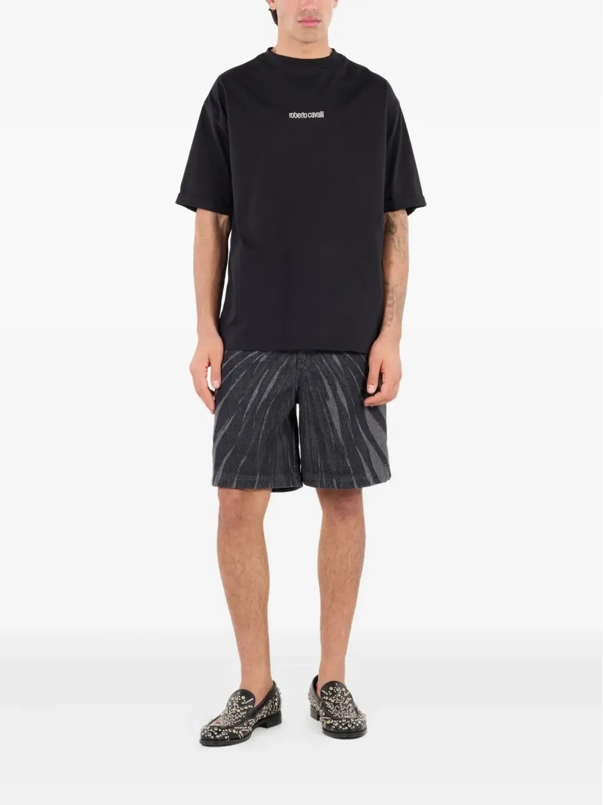 Roberto Cavalli タイガープリント Tシャツ ブラック - 画像2