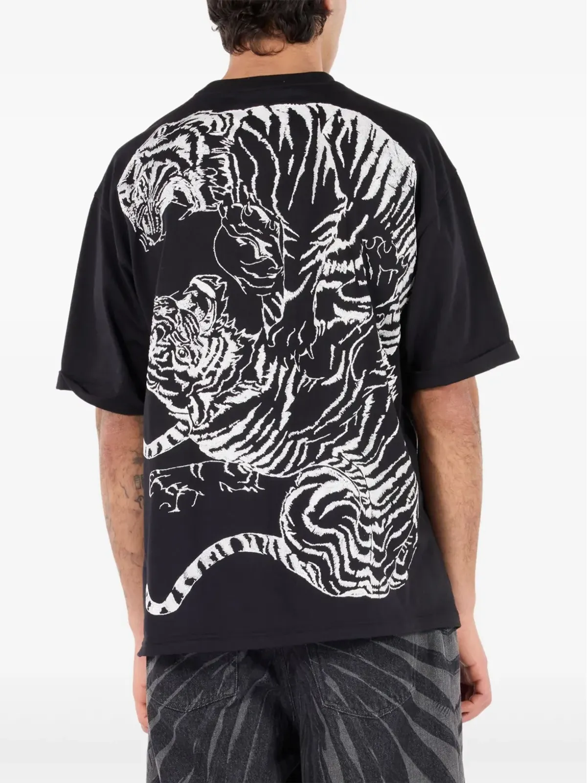 Roberto Cavalli タイガープリント Tシャツ ブラック - 画像4