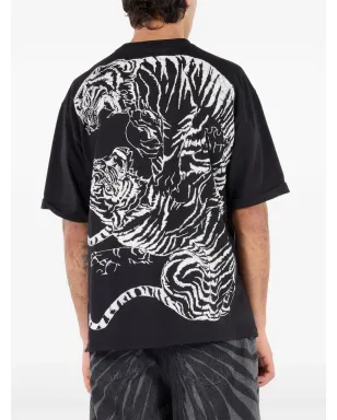 Roberto Cavalli タイガープリント Tシャツ ブラック - サムネイル4