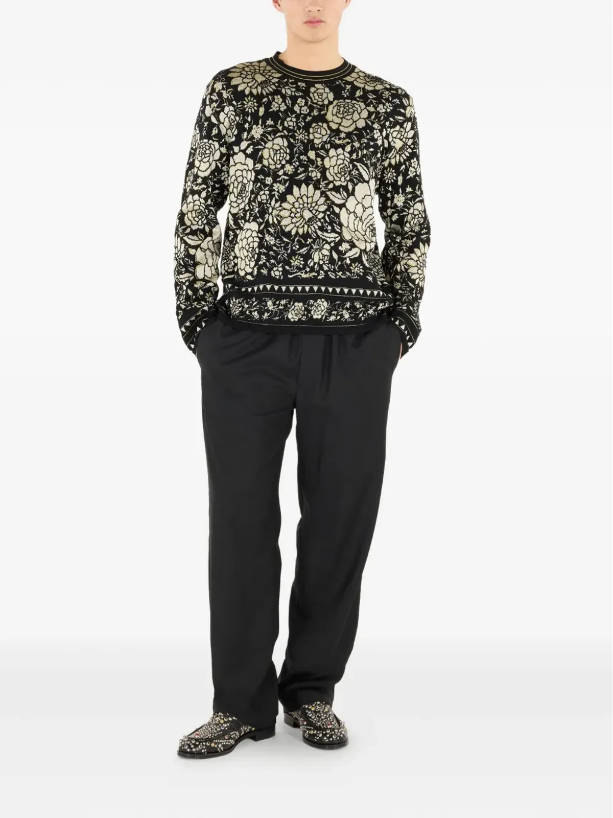 Roberto Cavalli 花柄ウールセーター - 画像2
