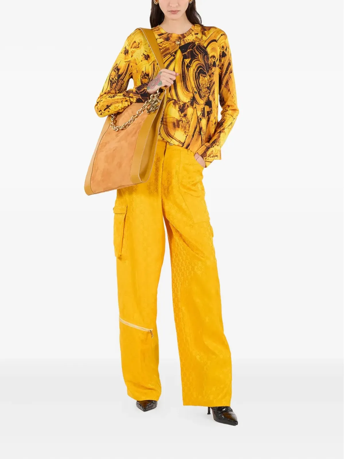 Roberto Cavalli プリントボタンカーディガン - 画像2