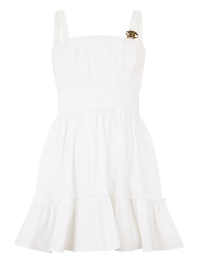 Roberto Cavalli Roberto Cavalli モノグラムプレート ティアード ドレス - Whiteの商品画像