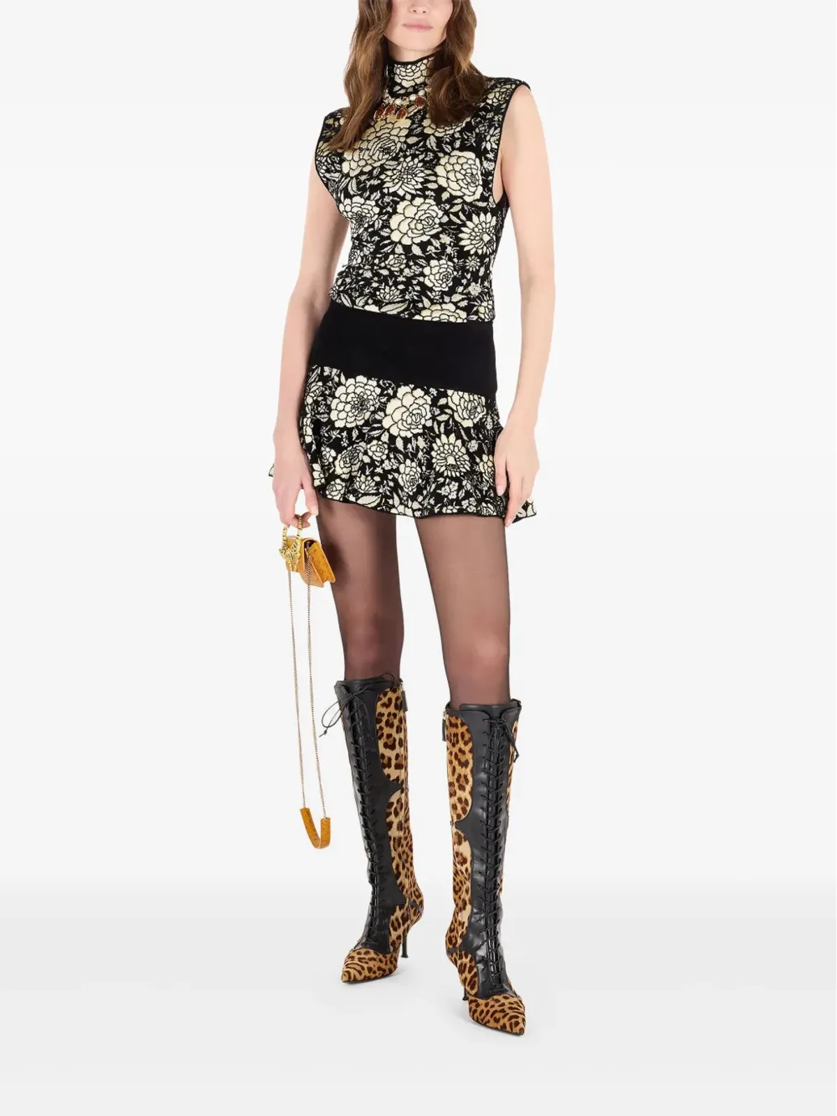 Roberto Cavalli 花柄モチーフのハイネックトップ - 画像2