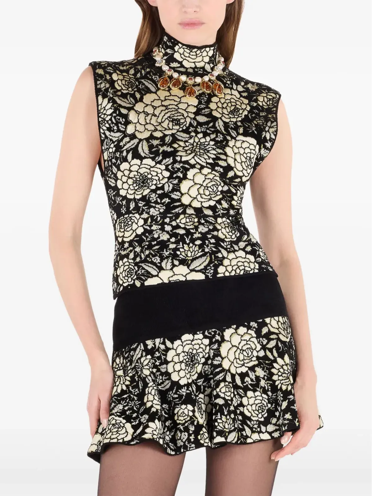 Roberto Cavalli 花柄モチーフのハイネックトップ - 画像3