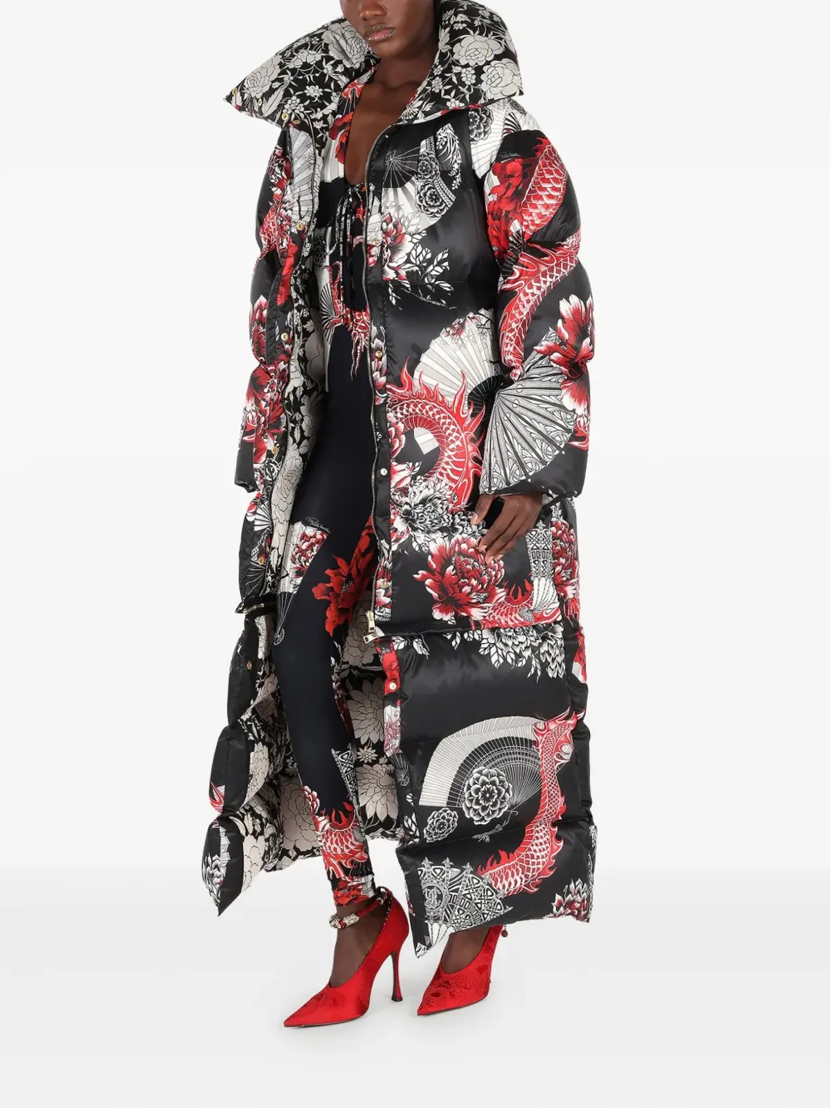 Roberto Cavalli ドラゴンプリント オーバーサイズ コート - 画像3