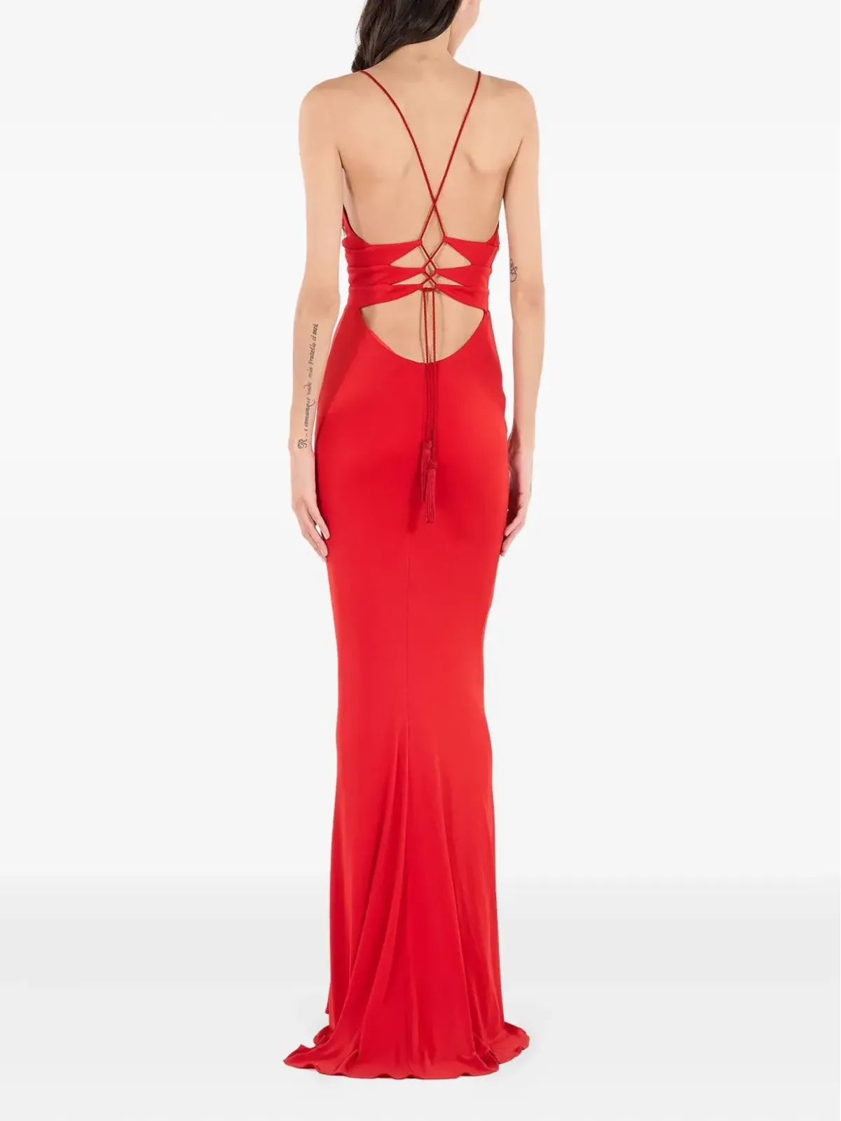 Roberto Cavalli クリスクロス・タッセル マキシドレス - 画像4