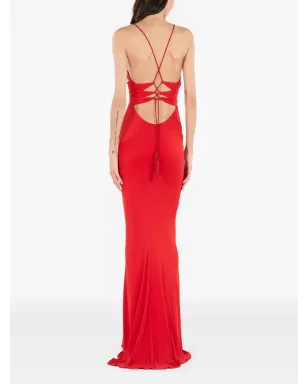 Roberto Cavalli クリスクロス・タッセル マキシドレス - サムネイル4