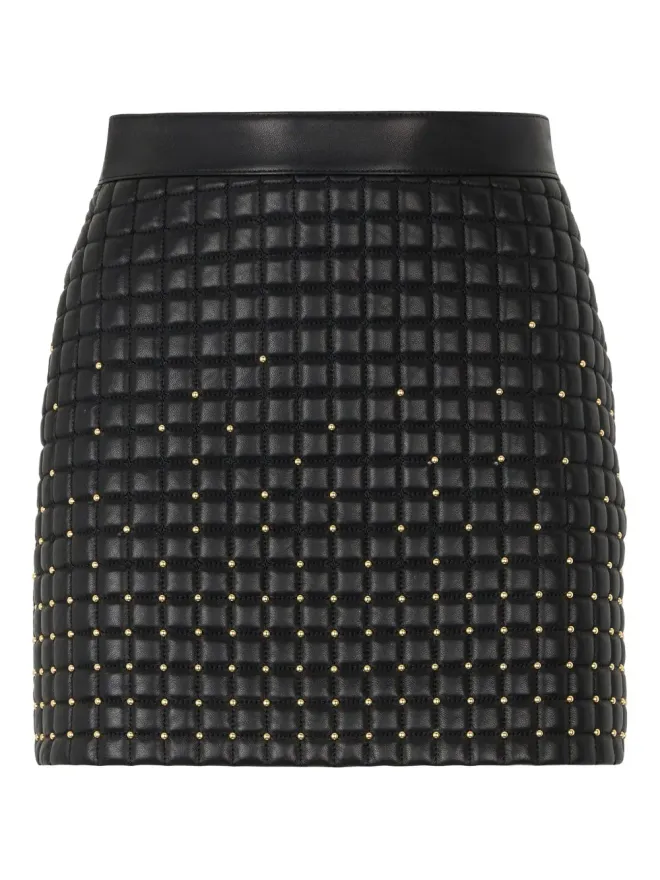 Roberto Cavalli Roberto Cavalli キルテッドスタッズ付きレザーミニスカートの商品画像
