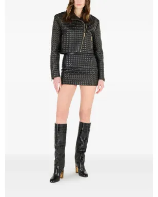 Roberto Cavalli キルテッドスタッズ付きレザーミニスカート - サムネイル2