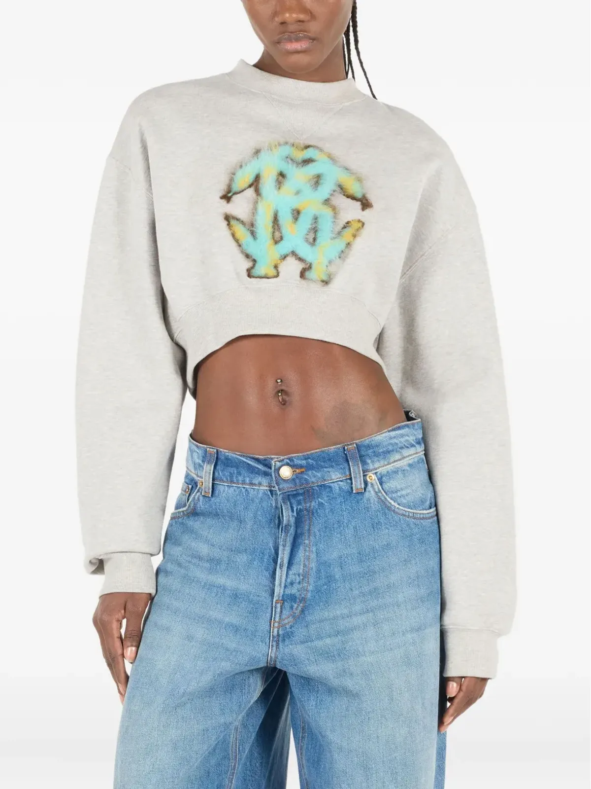 Roberto Cavalli ロゴモチーフ クロップド スウェット - 画像3