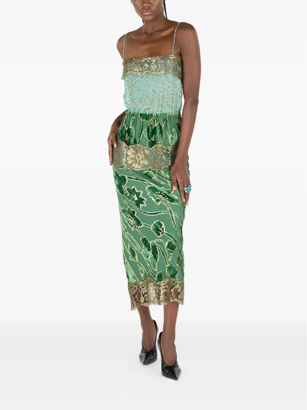 Roberto Cavalli 花柄レース ミディドレス - 画像2