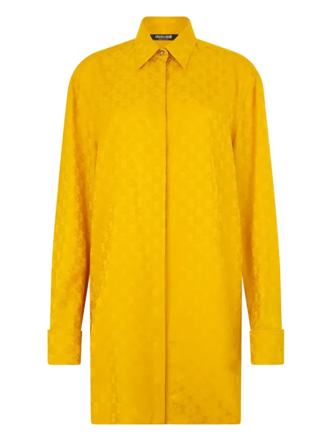 Roberto Cavalli Roberto Cavalli モノグラム・スネークエンボス加工シャツ イエローの商品画像