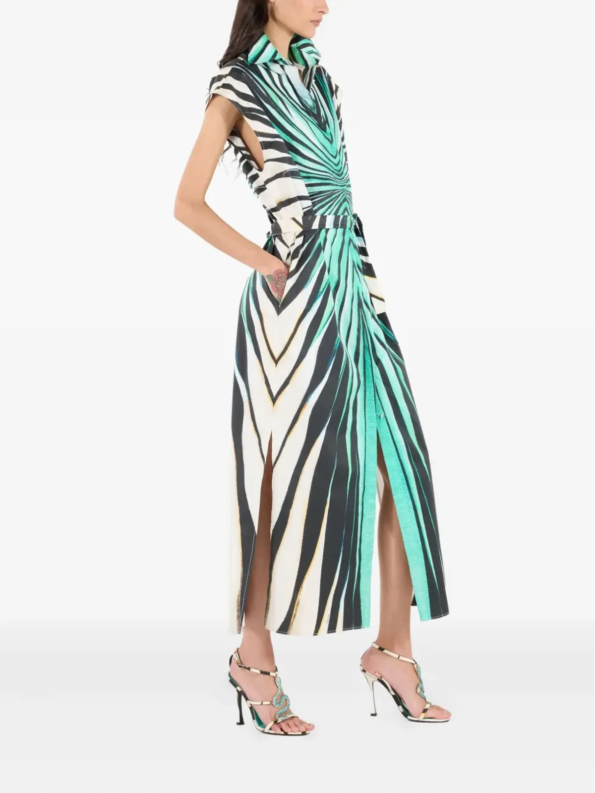 Roberto Cavalli プリント柄ミディドレス - 画像3