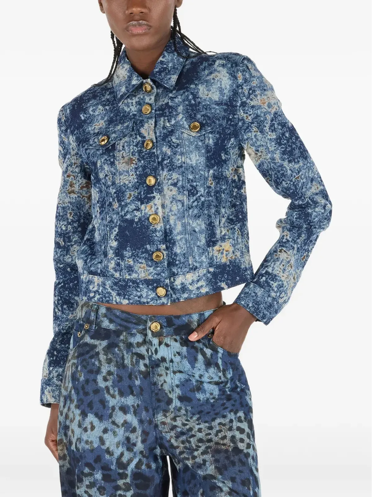 Roberto Cavalli フェードデニムジャケット - 画像3