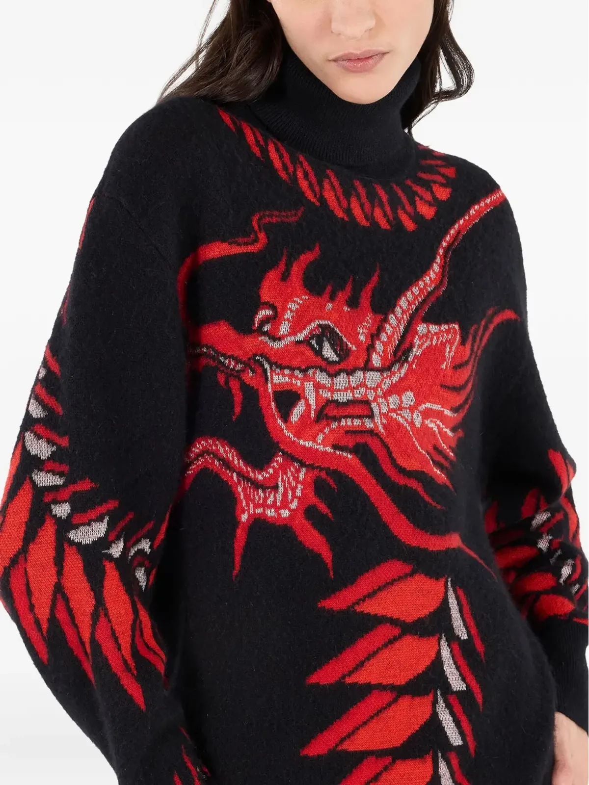 Roberto Cavalli ドラゴンモチーフ タートルネックセーター - Black - 画像5