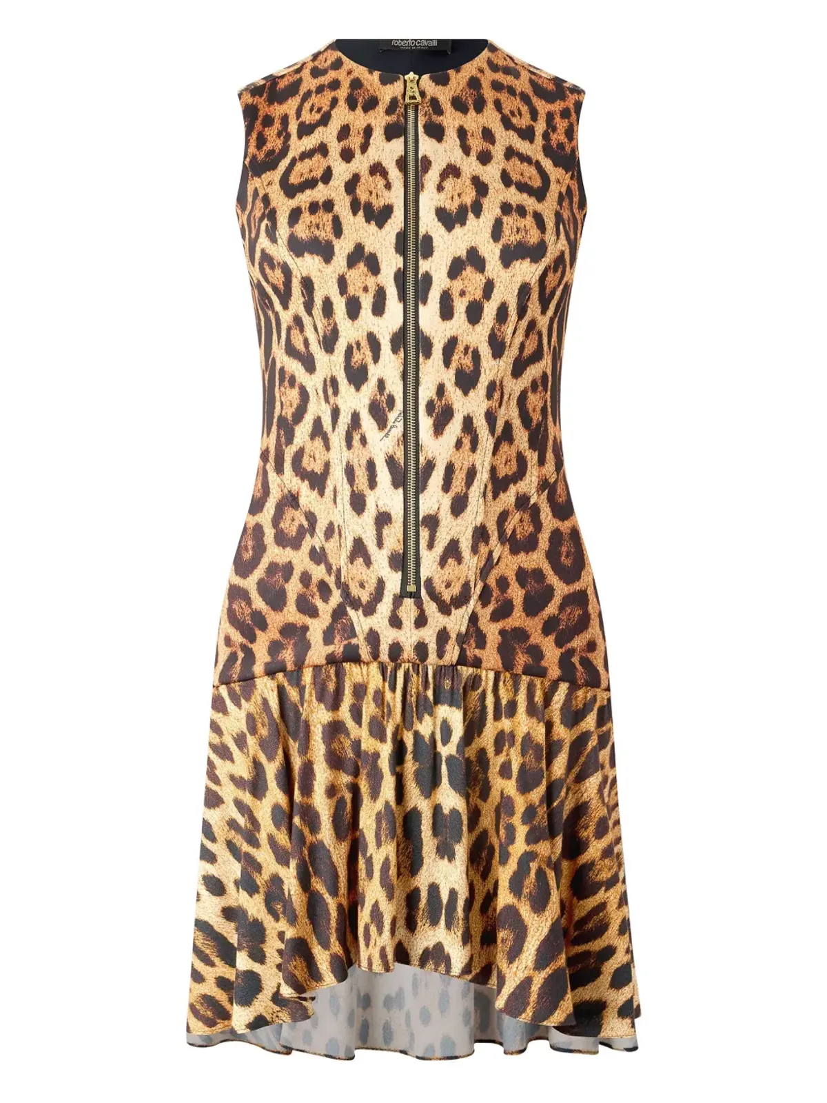 Roberto Cavalli レオパード柄ジップフロントミニドレス - 画像1