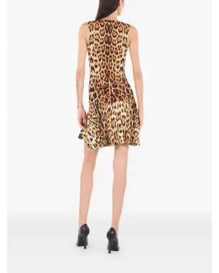 Roberto Cavalli レオパード柄ジップフロントミニドレス - サムネイル4