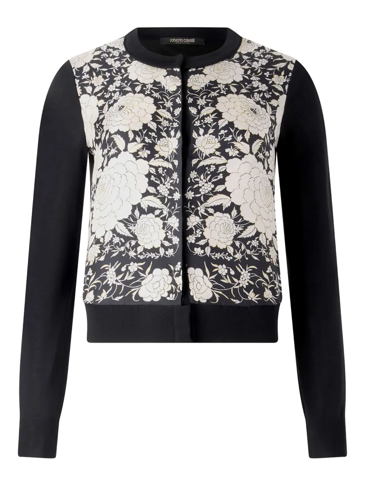 Roberto Cavalli 花柄パネルカーディガン - Black - 画像1