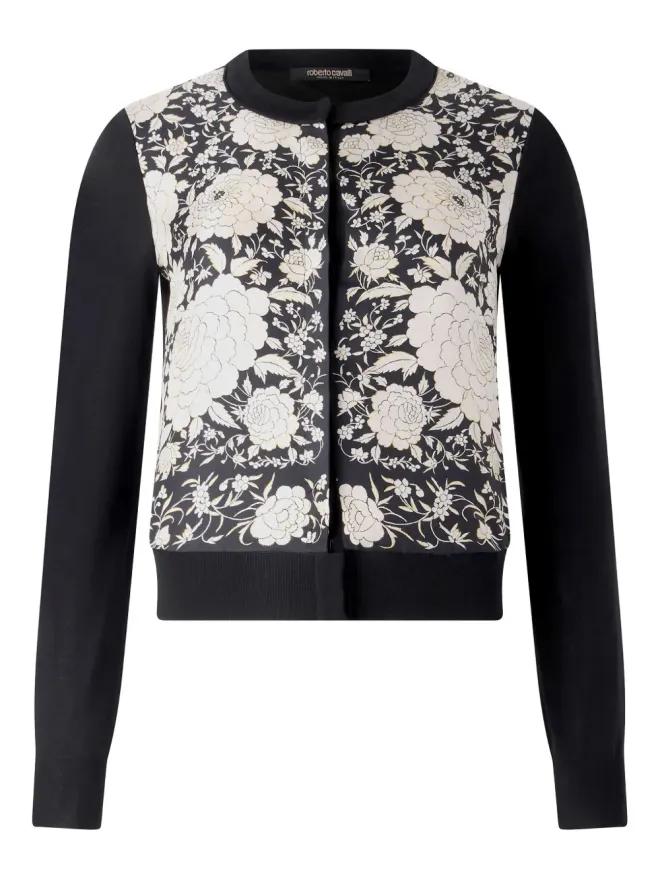 Roberto Cavalli Roberto Cavalli 花柄パネルカーディガン - Blackの商品画像