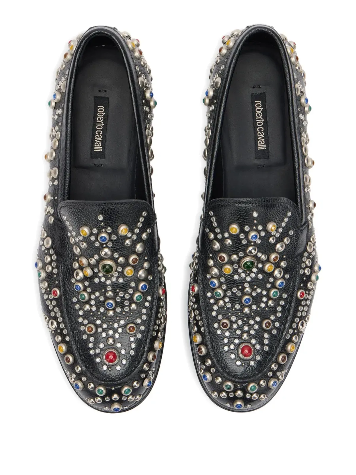 Roberto Cavalli ストーンスタッズ付きレザー ローファー - ブラック - 画像3