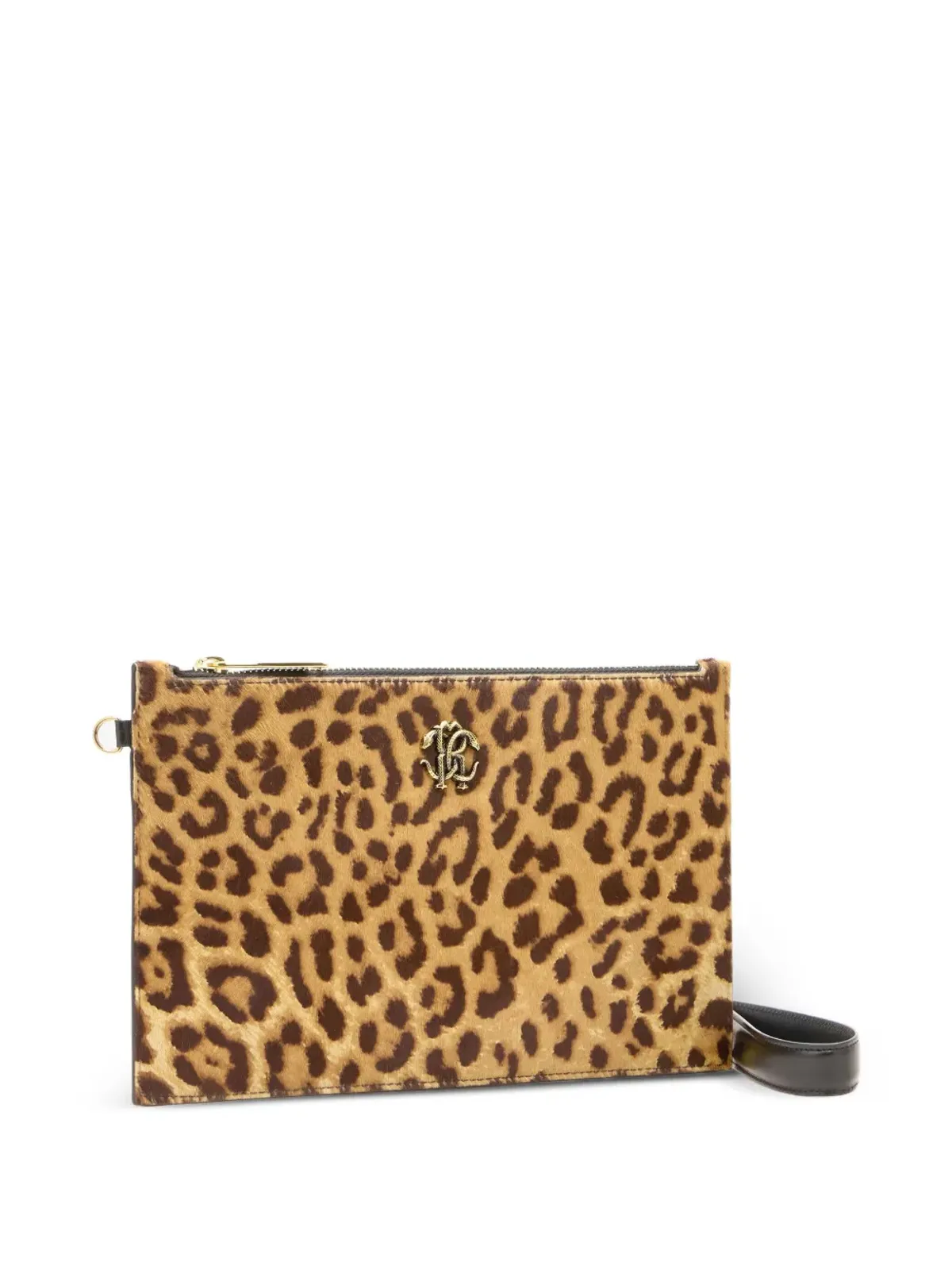 Roberto Cavalli レオパード柄ジップトップクラッチバッグ - 画像2