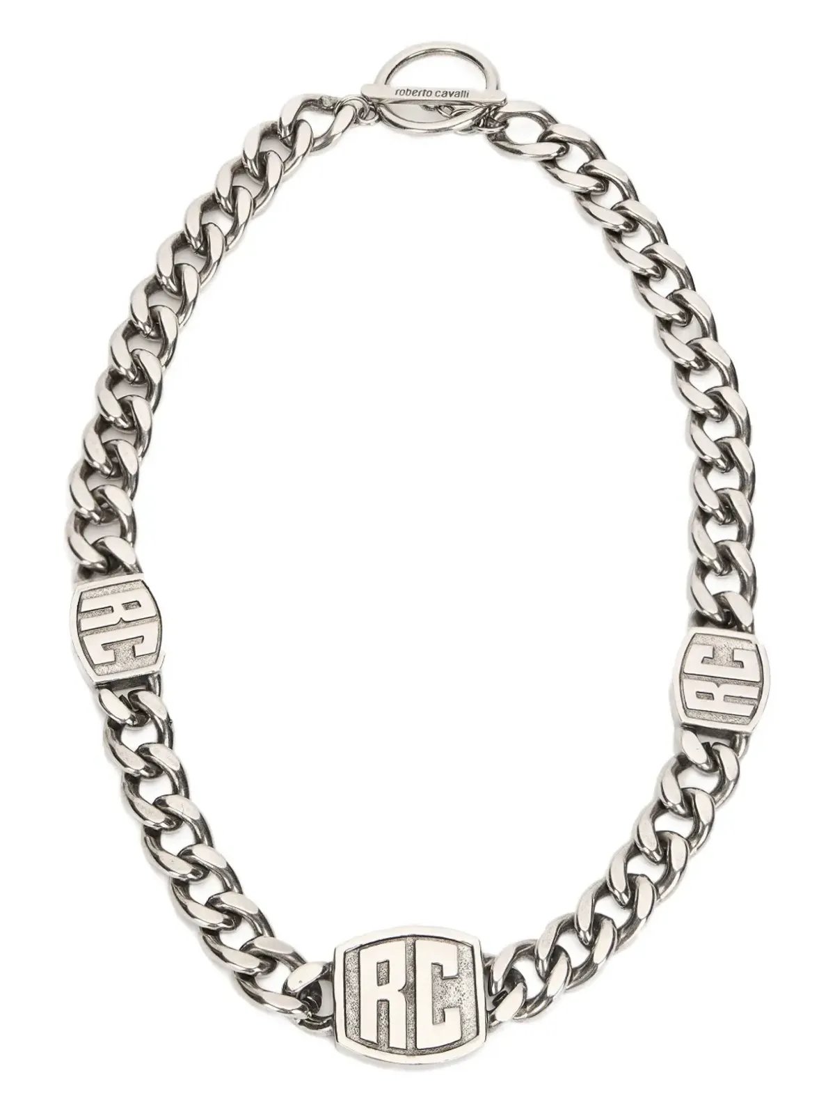 Roberto Cavalli モノグラムチェーンネックレス（シルバー） - 画像1