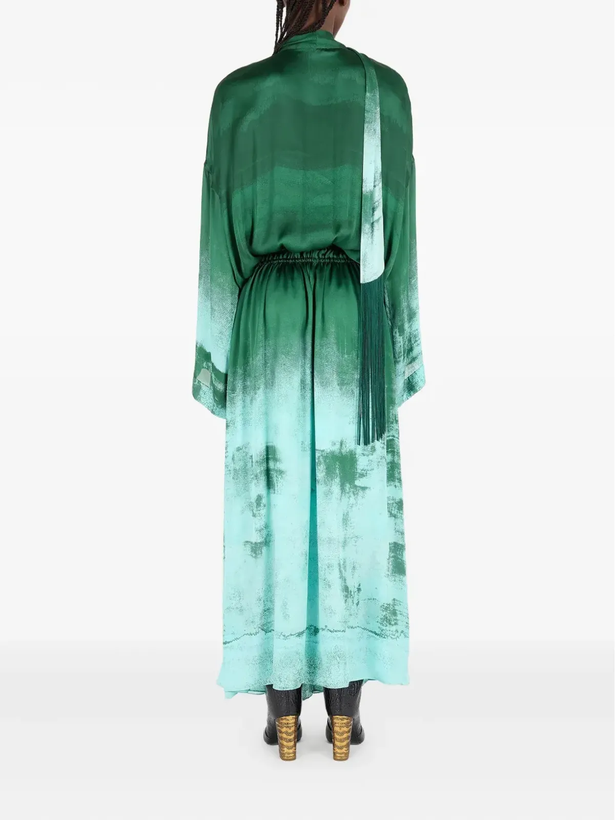 Roberto Cavalli シルクボタンアップドレス - グリーン - 画像4