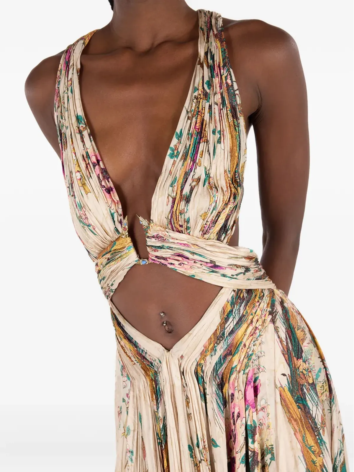 Roberto Cavalli プリーツ花柄プリントドレス - 画像5